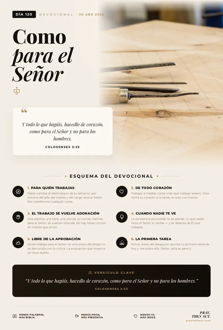 Día 120 — Como para el Señor