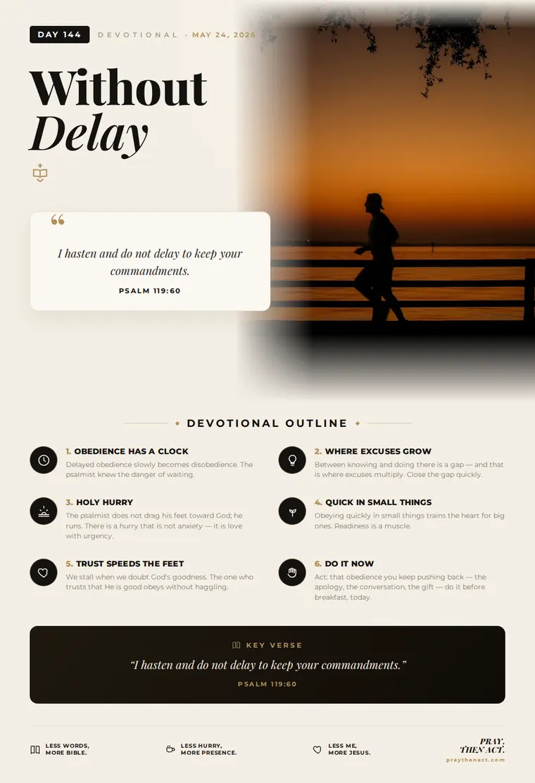 Day 144 — Without Delay